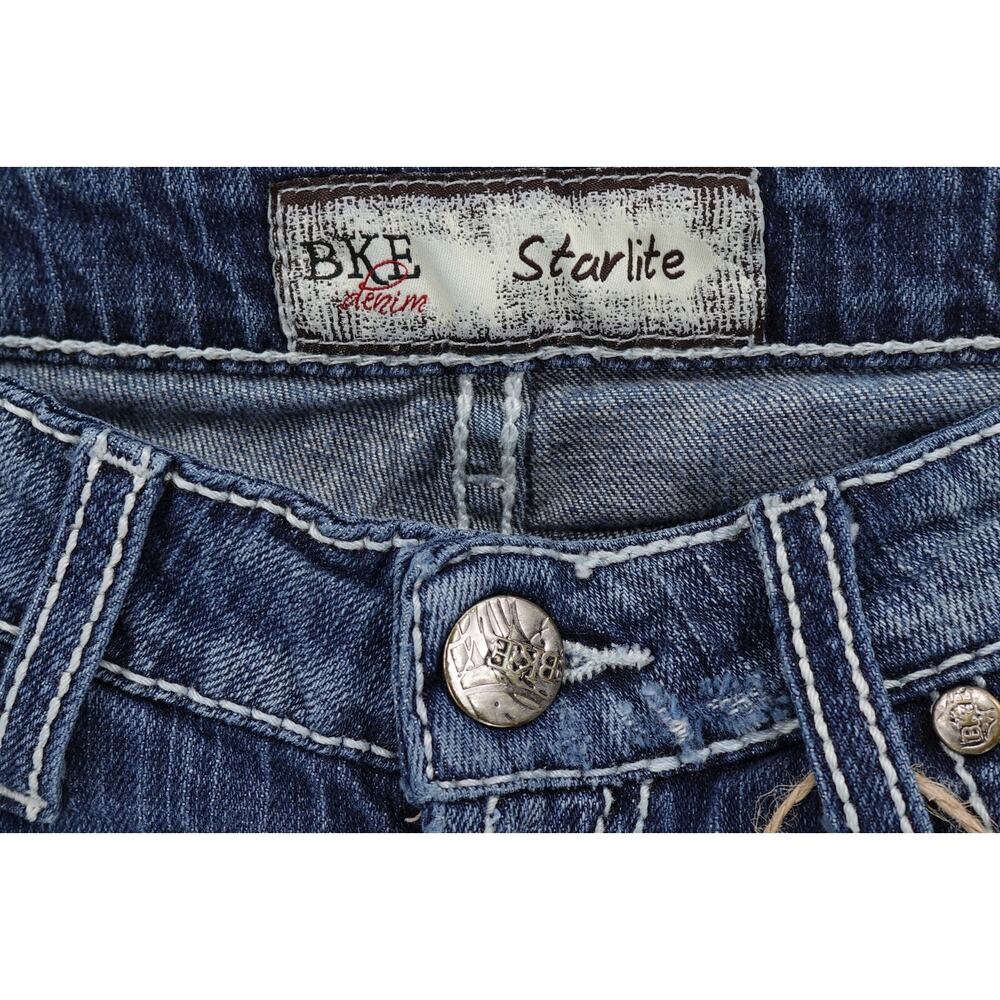 BKE Denim Women's Distressed Starlite Rolled Cuff Crop Raw Hem Denim Jeans SZ 26 - Picture 3 of 16